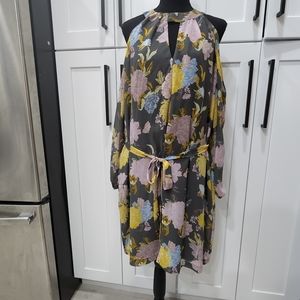 Long sleeve, open shoulder floral dress